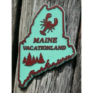 Maine State Outline Refrigerator Magnet Vintage Vacationland Lobster Souvenir